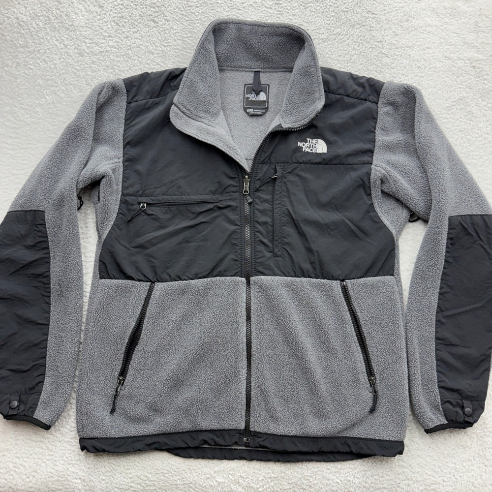 The North Face Denali Polartec Fleece Jacket Mens Medium Grey Black Colorblock
